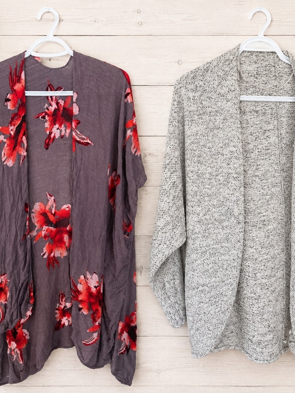 Women’s Red Floral Open Cardigan Sweater